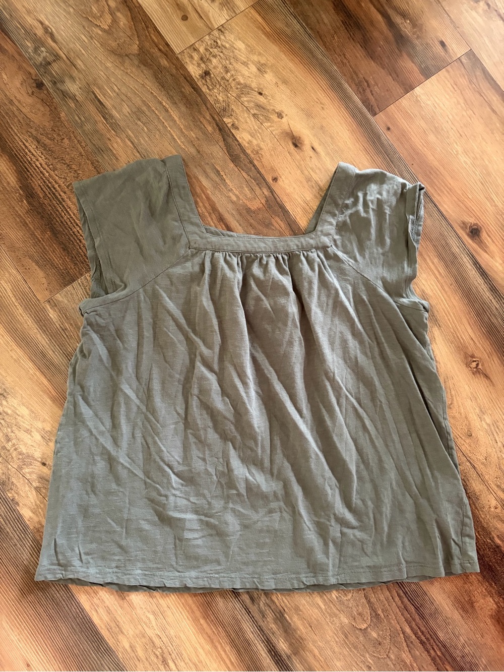 Style & Co. Olive Square Neck Cap Sleeve Top